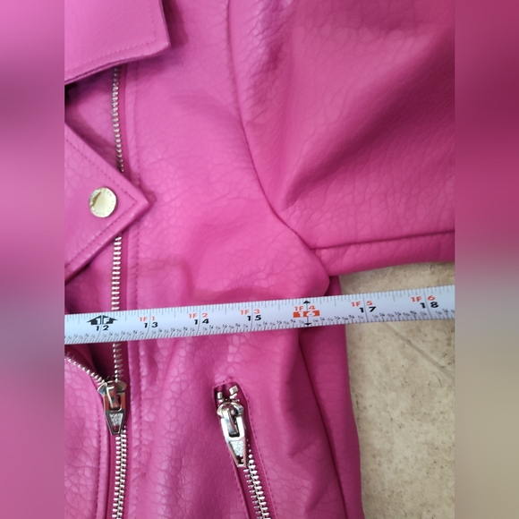 Buffalo David Bitton  hot pink faux leather perfecto moto jacket Sz Xs Unworn - Picture 12 of 12